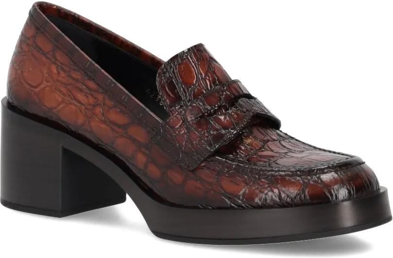LA ROSE Cristin loafers met krokodillen-reliëf Bruin - Foto 2