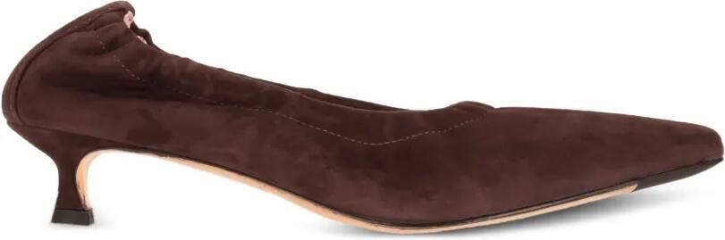 La-Rose Elastische suède pumps Bruin