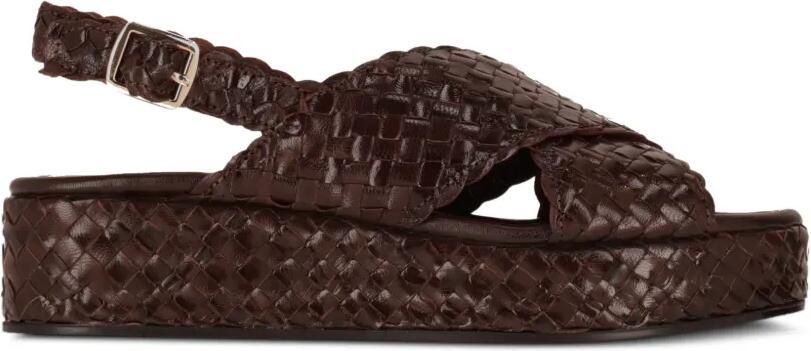 La-Rose Geweven sandalen met plateauzool en gekruiste bandjes Bruin