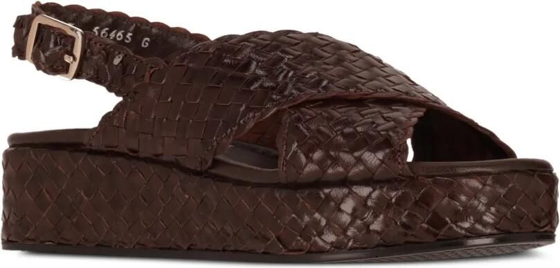 La-Rose Geweven sandalen met plateauzool en gekruiste bandjes Bruin - Foto 4