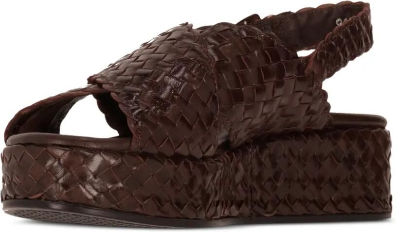 La-Rose Geweven sandalen met plateauzool en gekruiste bandjes Bruin - Foto 3