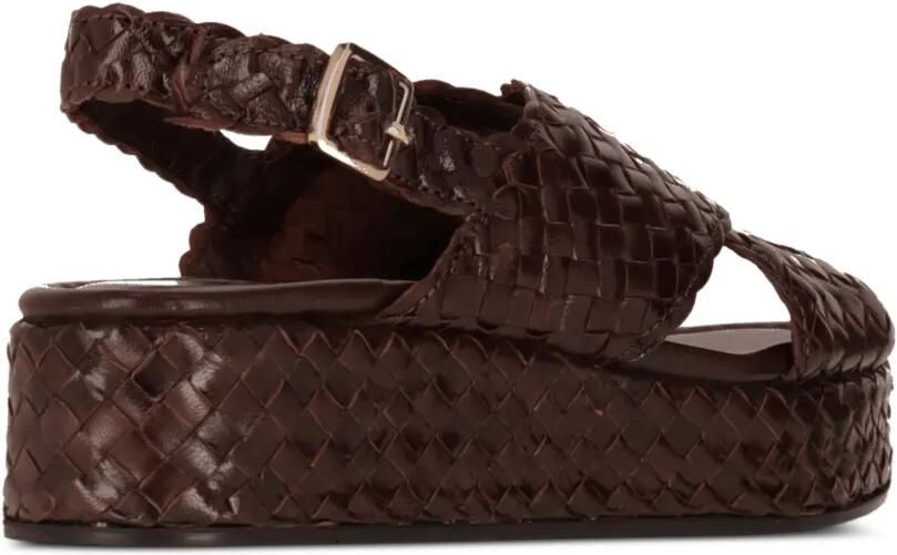 La-Rose Geweven sandalen met plateauzool en gekruiste bandjes Bruin - Foto 2