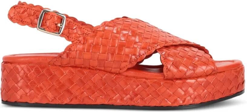 La-Rose Geweven sandalen met plateauzool en gekruiste bandjes Oranje
