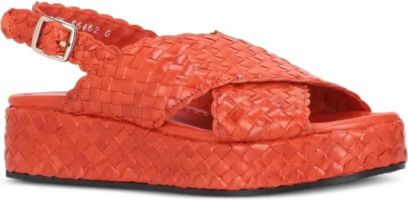 La-Rose Geweven sandalen met plateauzool en gekruiste bandjes Oranje - Foto 4