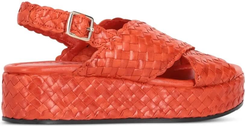 La-Rose Geweven sandalen met plateauzool en gekruiste bandjes Oranje - Foto 3
