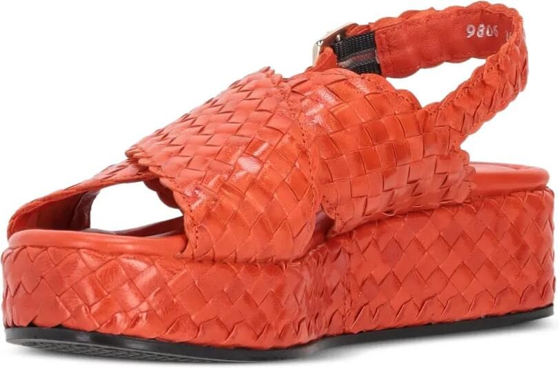 La-Rose Geweven sandalen met plateauzool en gekruiste bandjes Oranje - Foto 2