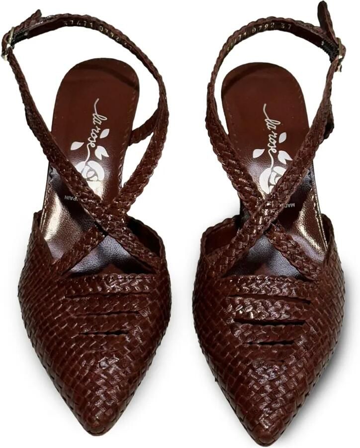 LA ROSE Moritz geweven slingback pumps Bruin - Foto 2