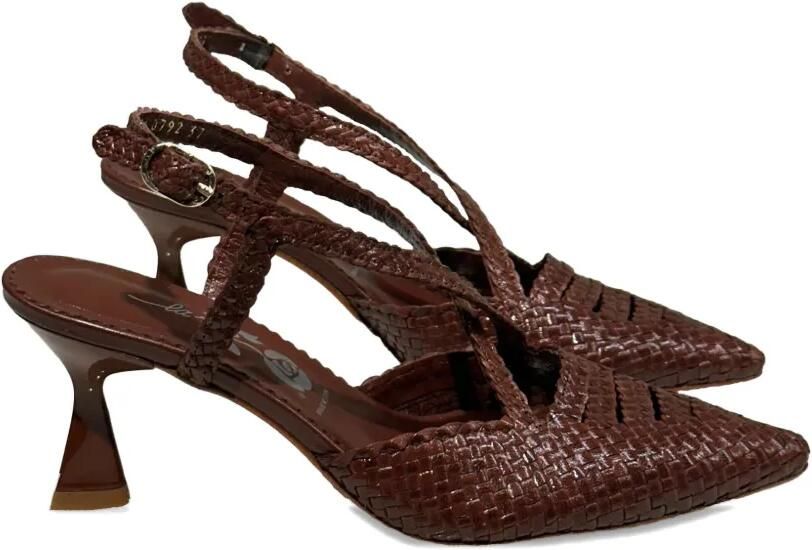 LA ROSE Moritz geweven slingback pumps Bruin - Foto 3