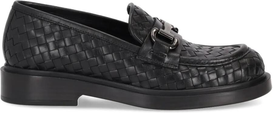 LA ROSE Seline geweven leren loafers Zwart