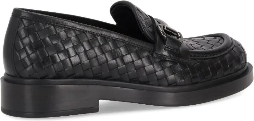LA ROSE Seline geweven leren loafers Zwart - Foto 2