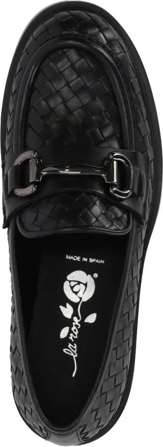 LA ROSE Seline geweven leren loafers Zwart - Foto 3