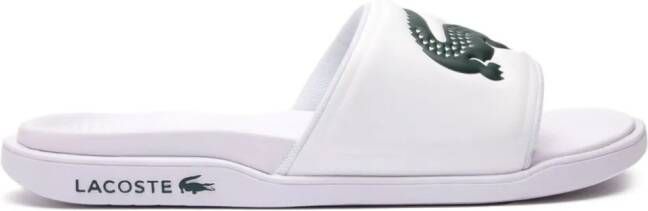 Lacoste Croco Dualiste slippers met logoband Wit