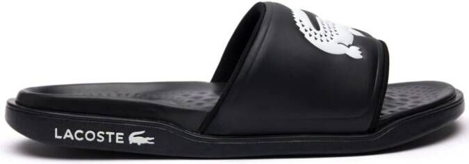 Lacoste Croco Dualiste slippers met logoband Zwart