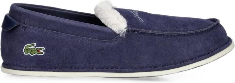 Lacoste Aubrey slippers met afwerking van imitatiebont Blauw