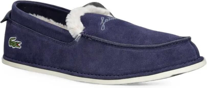 Lacoste Aubrey slippers met afwerking van imitatiebont Blauw - Foto 4