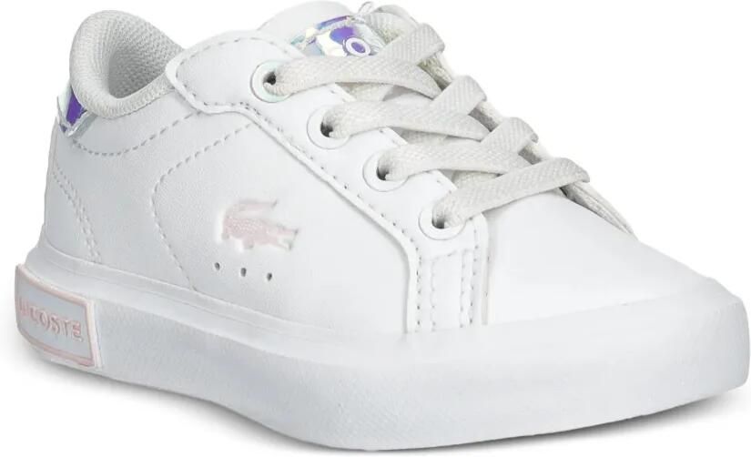 Lacoste Kids Powercourt iriserende sneakers met logo-patch Wit