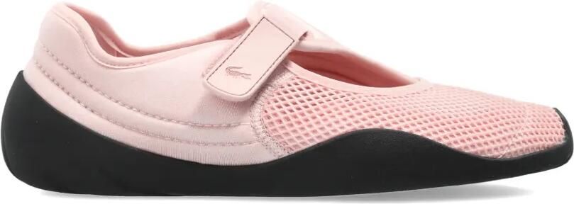 Lacoste Low Mystere sneakers met klittenband en mesh vlak Roze