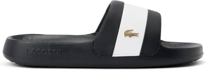Lacoste Slippers met logo-applicatie en streep Zwart