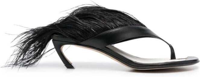 Lanvin Feather Swing 65 leren sandalen Zwart