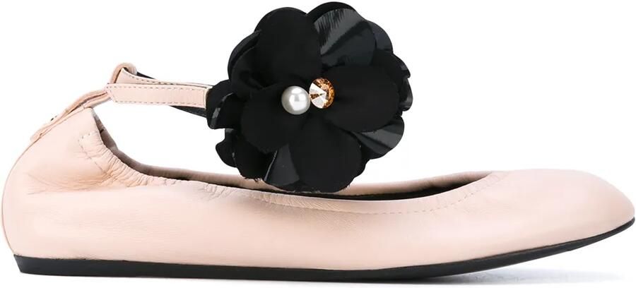 Lanvin Ballerina's verfraaid met bloemen en enkelbandje Roze