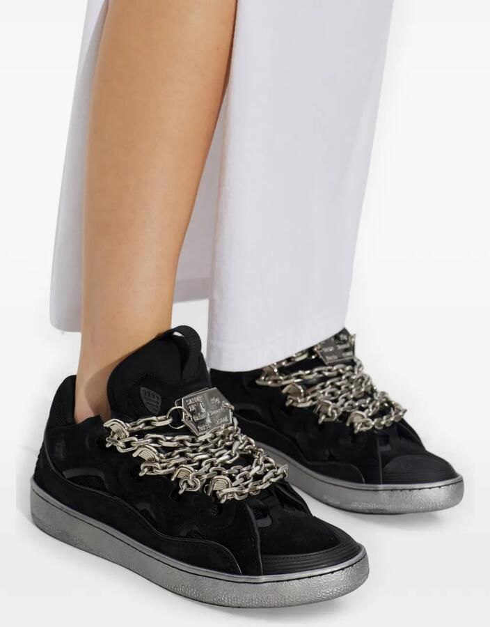 Lanvin Curb leren sneakers verfraaid met ketting Zwart - Foto 2