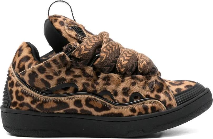 Lanvin Curb sneakers met dierenprint Beige
