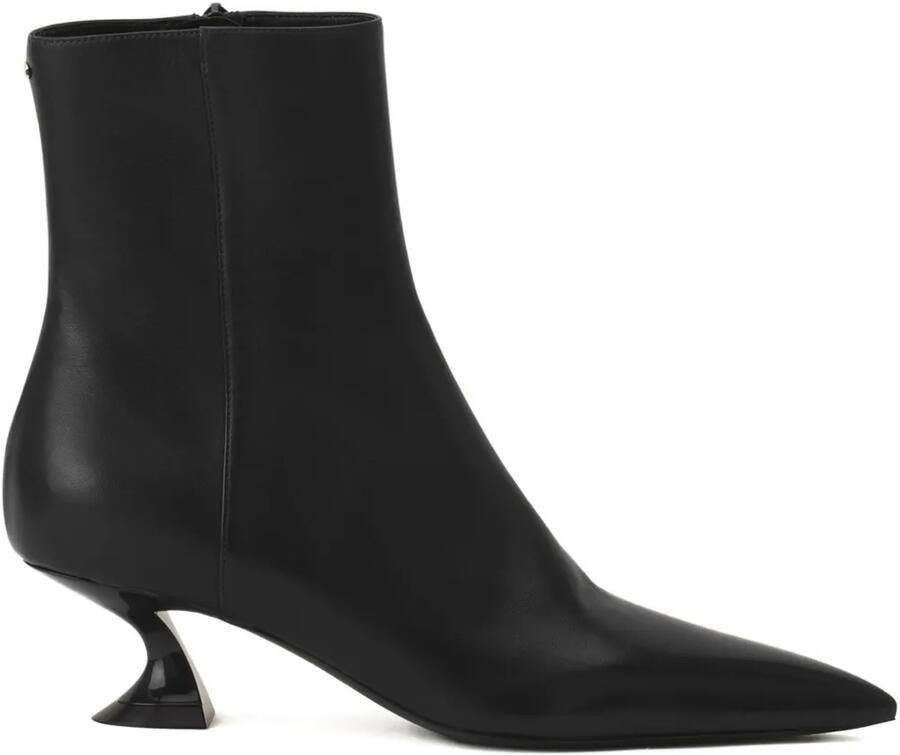 Lanvin Enkellaarzen met bewerkte hak en puntige neus Zwart