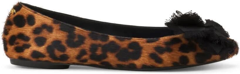 Lanvin Ballerina's met luipaardprint en strik Bruin