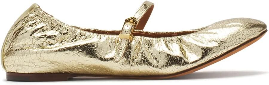 Lanvin Leren ballerina's met logo-label Goud