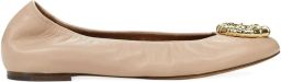 Lanvin Leren ballerina's met ringdetail Beige
