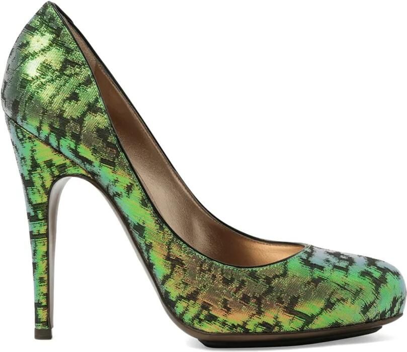 Lanvin Pumps met metallic effect en patroon Groen