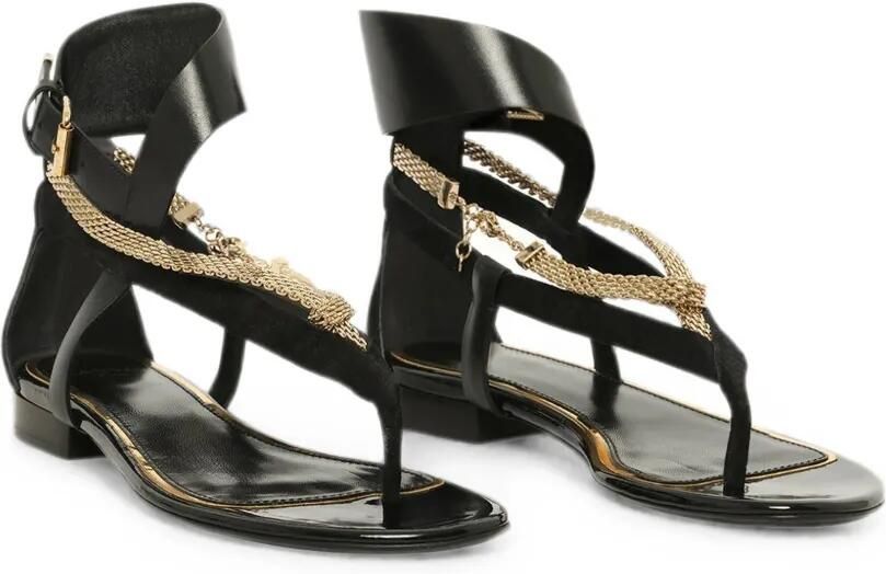 Lanvin Sandalen met gespsluiting en ketting Zwart