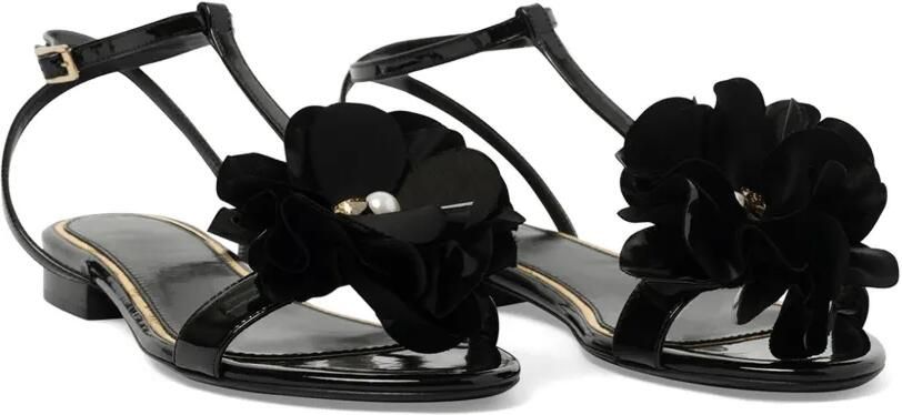 Lanvin Slippers verfraaid met bloemen en T-bandje Zwart - Foto 4