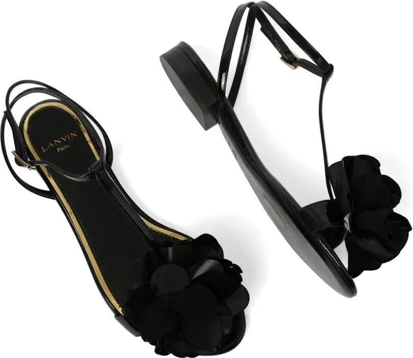 Lanvin Slippers verfraaid met bloemen en T-bandje Zwart - Foto 3