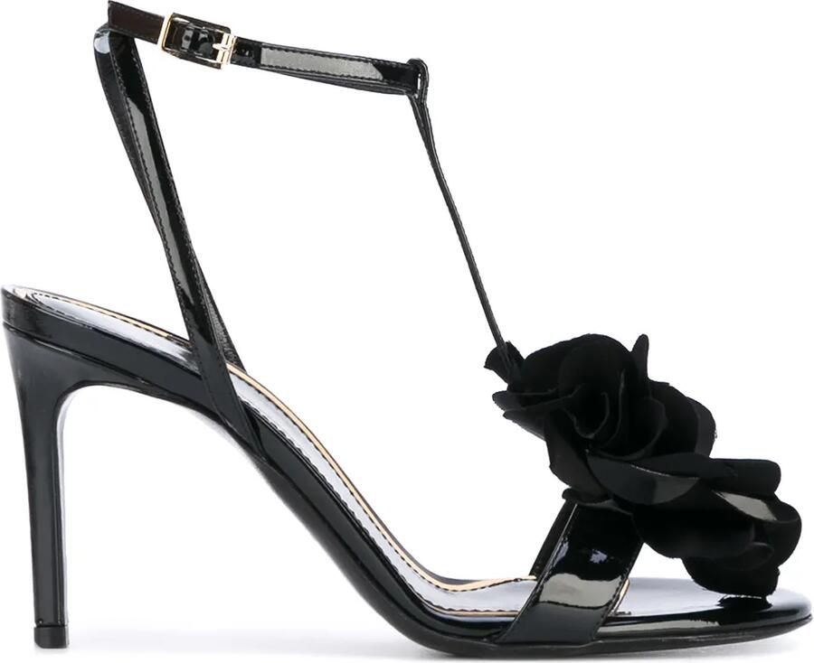 Lanvin Slippers verfraaid met bloemen Zwart