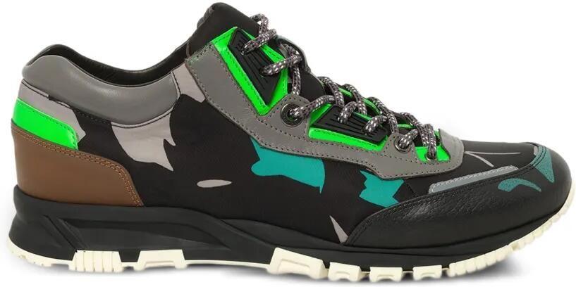 Lanvin Sneakers met leren afwerking en bloemen-print Zwart
