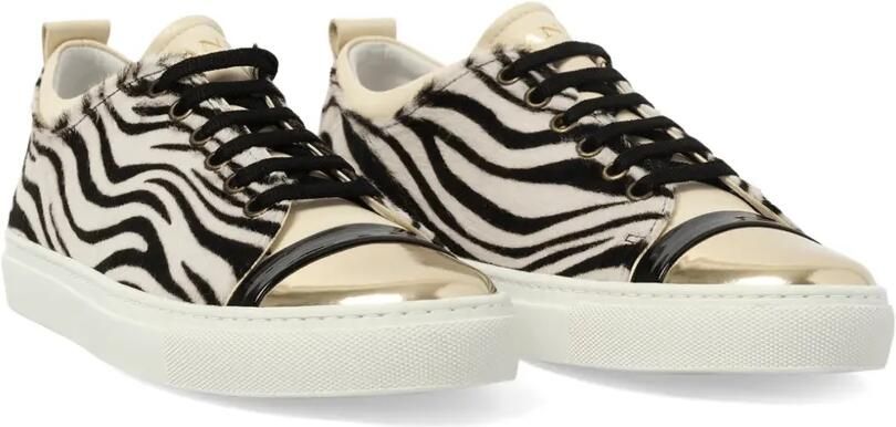 Lanvin Sneakers met metallic neus en zebraprint Beige - Foto 4