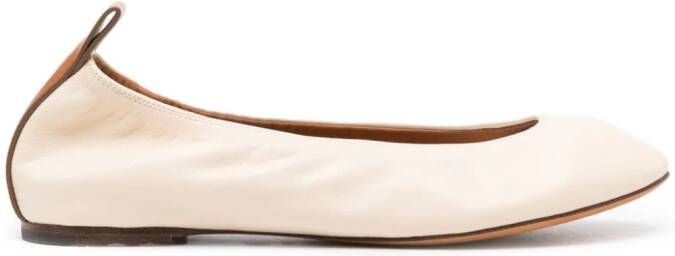 Lanvin Leren ballerina's met ronde neus Beige