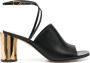 Lanvin metallic-heel 75mm leather sandals Zwart - Thumbnail 1
