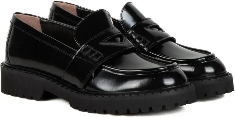 Laura B Leren loafers Zwart