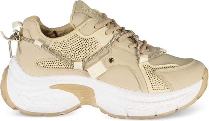 Laura Biagiotti crystal-embellished chunky-sole sneakers Beige