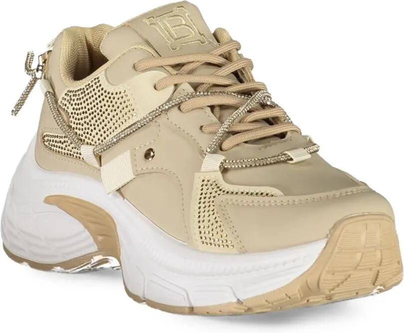 Laura Biagiotti crystal-embellished chunky-sole sneakers Beige - Foto 3