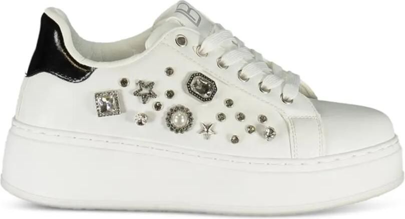 Laura Biagiotti crystal-embellished flatform sneakers Wit - Foto 3