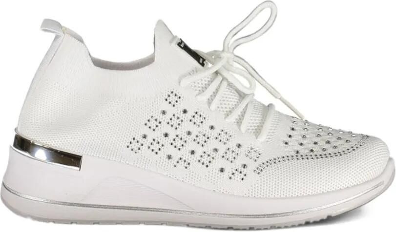 Laura Biagiotti crystal-embellished logo-plaque sneakers Wit