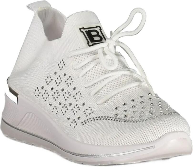 Laura Biagiotti crystal-embellished logo-plaque sneakers Wit - Foto 3