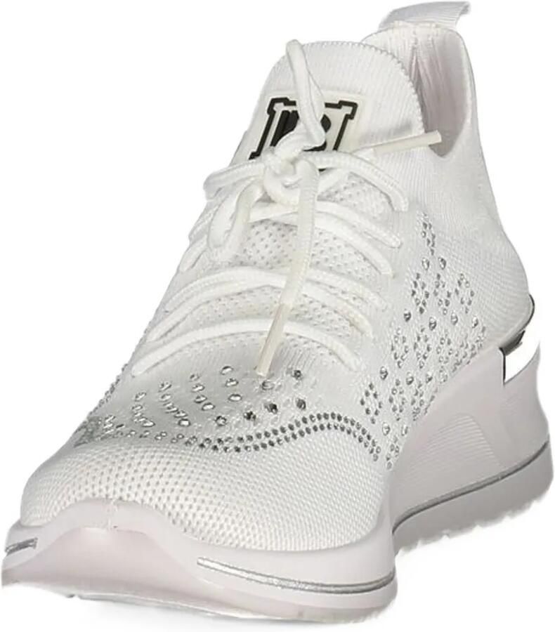 Laura Biagiotti crystal-embellished logo-plaque sneakers Wit - Foto 2
