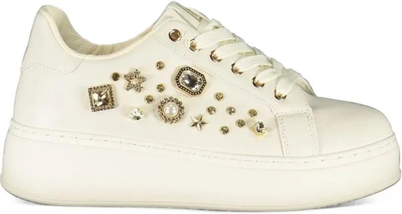 Laura Biagiotti crystal-embellished platform sneakers Beige