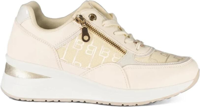 Laura Biagiotti logo-pattern wedge sneakers Beige