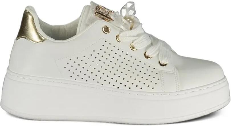 Laura Biagiotti perforated logo-plaque sneakers Wit