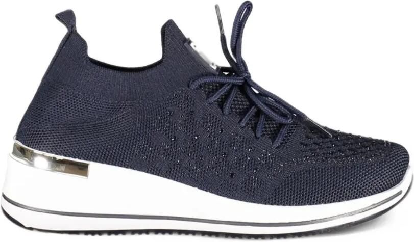 Laura Biagiotti rhinestone-embellished wedge sneakers Blauw